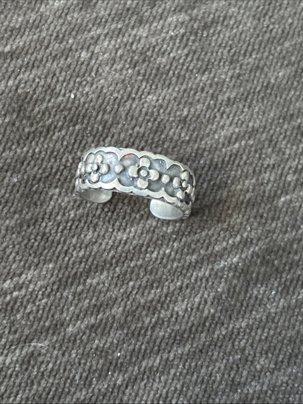 .925 Sterling Silver Adjustable RING Fine Jewelry Floral Dainty Vtg Size 4+